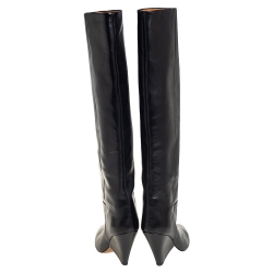 Pre Owned Isabel Marant Black Leather Knee Length Boots Size 38