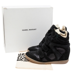 Isabel Marant Black Suede and Leather Bekett Wedge Sneakers Size 41