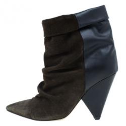 Pre Owned Isabel Marant Brown Suede and Leather Andrew Ankle Boots Size 37