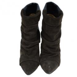 Pre Owned Isabel Marant Brown Suede and Leather Andrew Ankle Boots Size 37