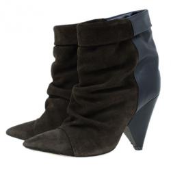 Pre Owned Isabel Marant Brown Suede and Leather Andrew Ankle Boots Size 37