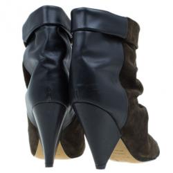 Pre Owned Isabel Marant Brown Suede and Leather Andrew Ankle Boots Size 37