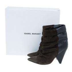 Pre Owned Isabel Marant Brown Suede and Leather Andrew Ankle Boots Size 37