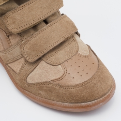 Pre Owned Isabel Marant Beige Leather and Suede Bekett Wedge Sneakers Size 37