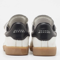 Pre Owned Isabel Marant White/Black Leather and Suede Beth Velcro Low Top Sneakers Size 40