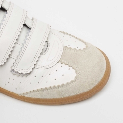 Pre Owned Isabel Marant White/Black Leather and Suede Beth Velcro Low Top Sneakers Size 40