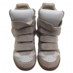 Pre Owned Isabel Marant Beige Suede Bekett Wedge Sneakers Size 38