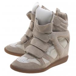 Pre Owned Isabel Marant Beige Suede Bekett Wedge Sneakers Size 38