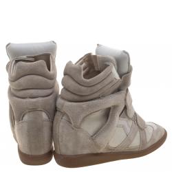 Pre Owned Isabel Marant Beige Suede Bekett Wedge Sneakers Size 38