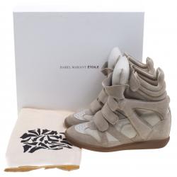 Pre Owned Isabel Marant Beige Suede Bekett Wedge Sneakers Size 38