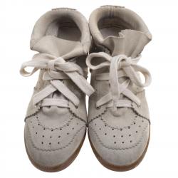 Pre Owned Isabel Marant Beige Perforated Suede Etoile Wedge Sneakers Size 37