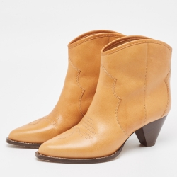 Pre Owned Isabel Marant Tan Leather Feminine Santia Cowboy Boots Size 40