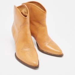 Pre Owned Isabel Marant Tan Leather Feminine Santia Cowboy Boots Size 40