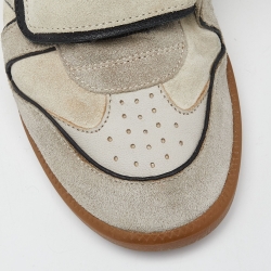 Isabel Marant Grey/Beige Suede and Leather Wedge Sneakers Size 39