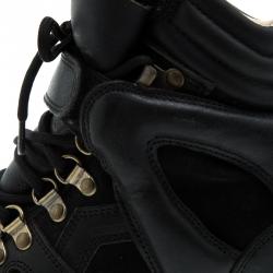 Pre Owned Isabel Marant Black Suede And Leather Bekett Wedge Sneakers Size 36