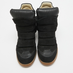 Pre Owned Isabel Marant Black Suede And Leather Bekett High Top Sneakers Size 38