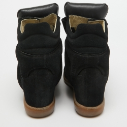 Pre Owned Isabel Marant Black Suede And Leather Bekett High Top Sneakers Size 38