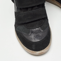 Pre Owned Isabel Marant Black Suede and Leather Bekett Wedge Sneakers Size 39