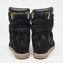 Pre Owned Isabel Marant Black Suede and Leather Bekett Wedge Sneakers Size 39