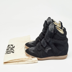 Pre Owned Isabel Marant Black Suede and Leather Bekett Sneakers Size 39