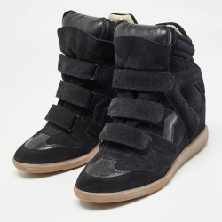 Pre Owned Isabel Marant Black Suede and Leather Bekett Sneakers Size 39