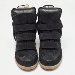 Pre Owned Isabel Marant Black Suede and Leather Bekett Sneakers Size 39