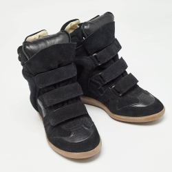 Pre Owned Isabel Marant Black Suede and Leather Bekett Sneakers Size 39