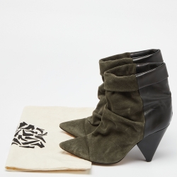 Pre Owned Isabel Marant Black/Grey Suede and Leather Andrew Ankle Boots Size 39