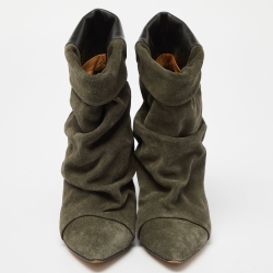 Pre Owned Isabel Marant Black/Grey Suede and Leather Andrew Ankle Boots Size 39