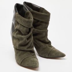 Pre Owned Isabel Marant Black/Grey Suede and Leather Andrew Ankle Boots Size 39