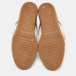 Pre Owned Isabel Marant White/Cream Perforated Leather and Suede Baya Wedge Sneakers Size 39