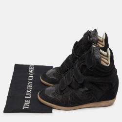 Pre Owned Isabel Marant Black Suede Beckett Wedge Sneakers Size 40