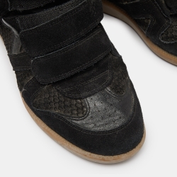 Pre Owned Isabel Marant Black Suede Beckett Wedge Sneakers Size 40