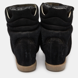 Pre Owned Isabel Marant Black Suede Beckett Wedge Sneakers Size 40