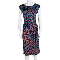 Issa Multicolour Printed Draped Sunset Jersey Dress L