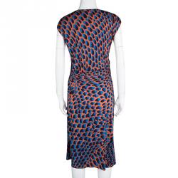 Issa Multicolour Printed Draped Sunset Jersey Dress L
