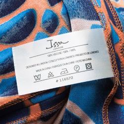 Issa Multicolour Printed Draped Sunset Jersey Dress L