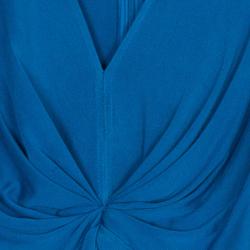 Pre Owned Issa Blue Silk Jersey Draped Maxi Dress S