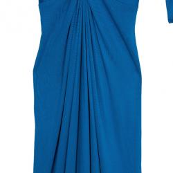 Pre Owned Issa Blue Silk Jersey Draped Maxi Dress S