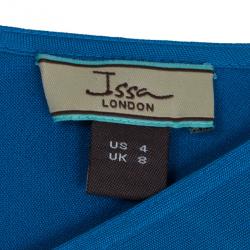 Pre Owned Issa Blue Silk Jersey Draped Maxi Dress S