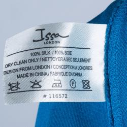 Pre Owned Issa Blue Silk Jersey Draped Maxi Dress S