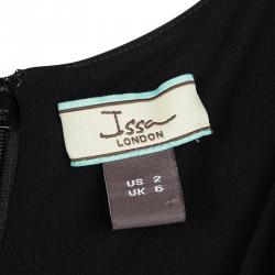 Pre Owned Issa Black Silk Jersey Plunged Neck Gathered Maxi Dress S