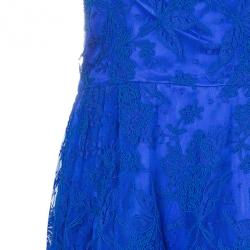 مملوكة مسبقًا Issa Cobalt Lace Off-Shoulder Dress M