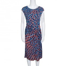 Pre Owned Issa Multicolour Printed Draped Sunset Jersey Dress L