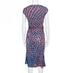 Pre Owned Issa Multicolour Printed Draped Sunset Jersey Dress L