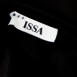 Pre Owned فستان عيسى ماكسي جورجت مزدوج فانكا هيفي بليسيه متباين أسود M