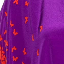 Issa London Purple Butterfly Printed Silk Beach Cover Up Kaftan ( One Size )