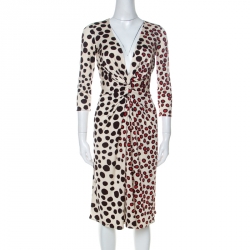 Issa Multicolor Printed Silk Jersey Knot Front Detail Midi Dress M 