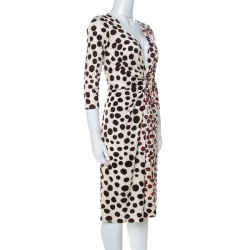 Issa Multicolor Printed Silk Jersey Knot Front Detail Midi Dress M 