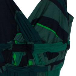 Pre Owned فستان عيسى مطبوع أخضر ستان جيرسيه ماكسي M